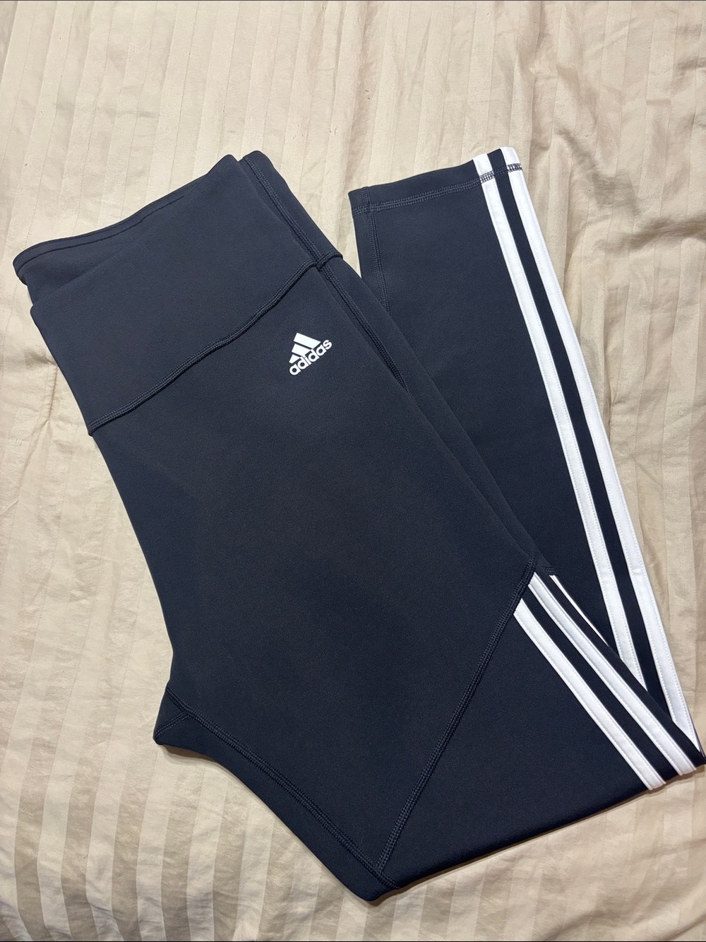 adidas Black Leggings with White 3-Stripe Detail